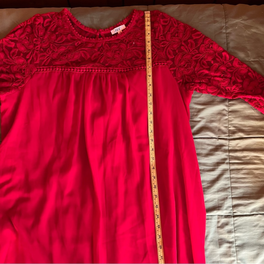 AUW Women’s Red Lace Midi Dress - Picture 9 of 13